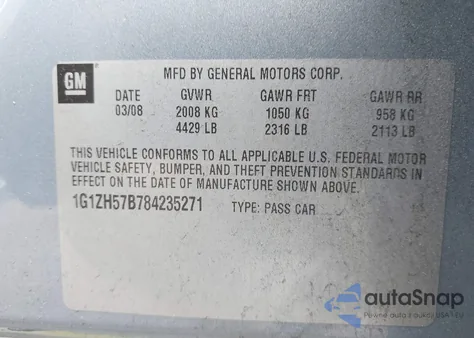 2008 Chevrolet Malibu Lt from USA, damaged, VIN 1G1ZH57B784235271